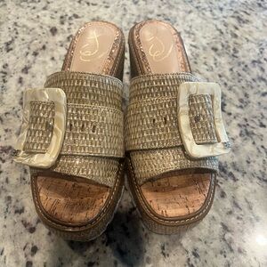Sam Edelman Tan Wedge Sandals with Woven Texture